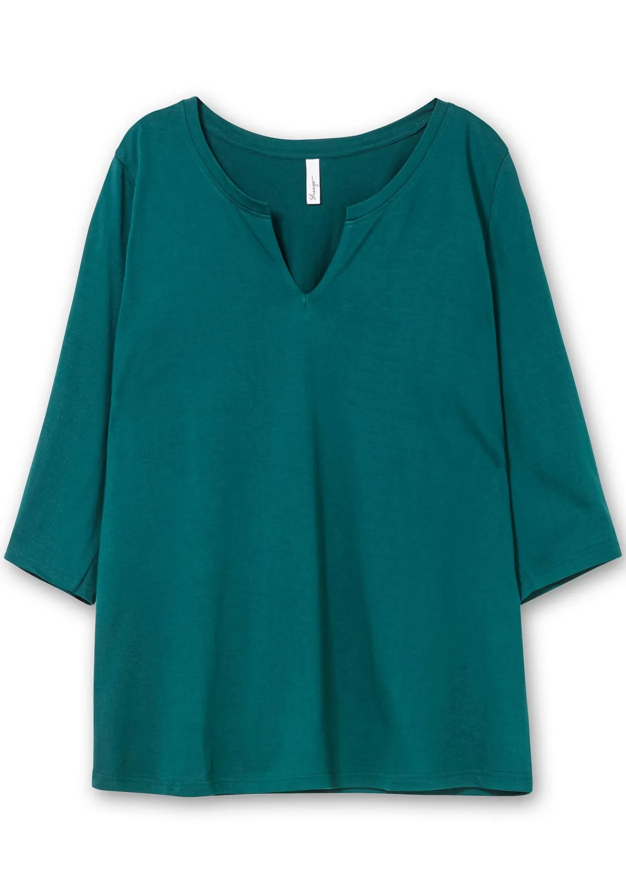 Shirt mit Rundhals und Schlitz, 3/4-Ärmel<sheego Online