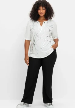 Shirt mit Ösen und Metallkette am Ausschnitt<sheego Sale