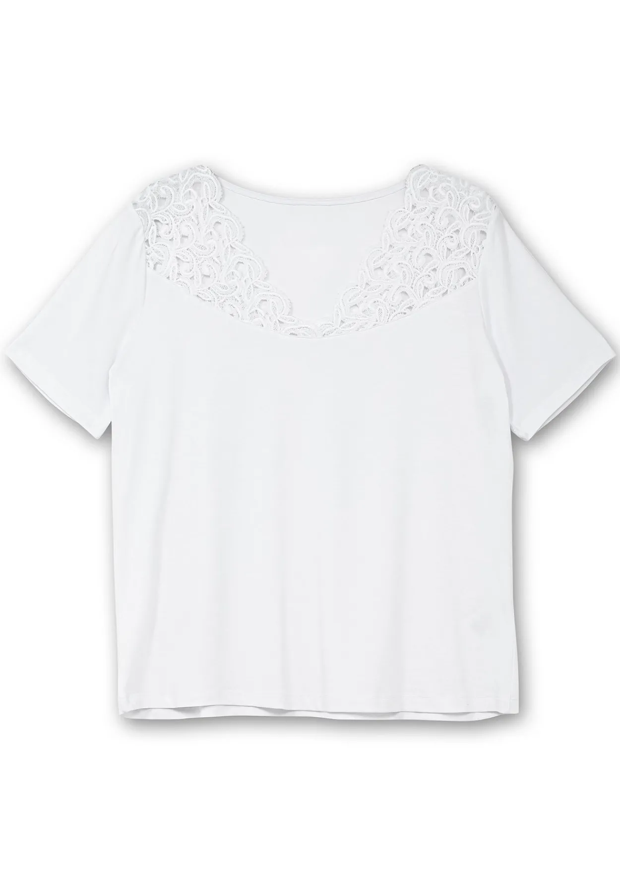Shirt mit Spitze an V-Ausschnitt und Schulterbereich<creation L Discount