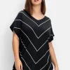 Shirt mit Streifen und Bindeband am Saum<sheego Outlet