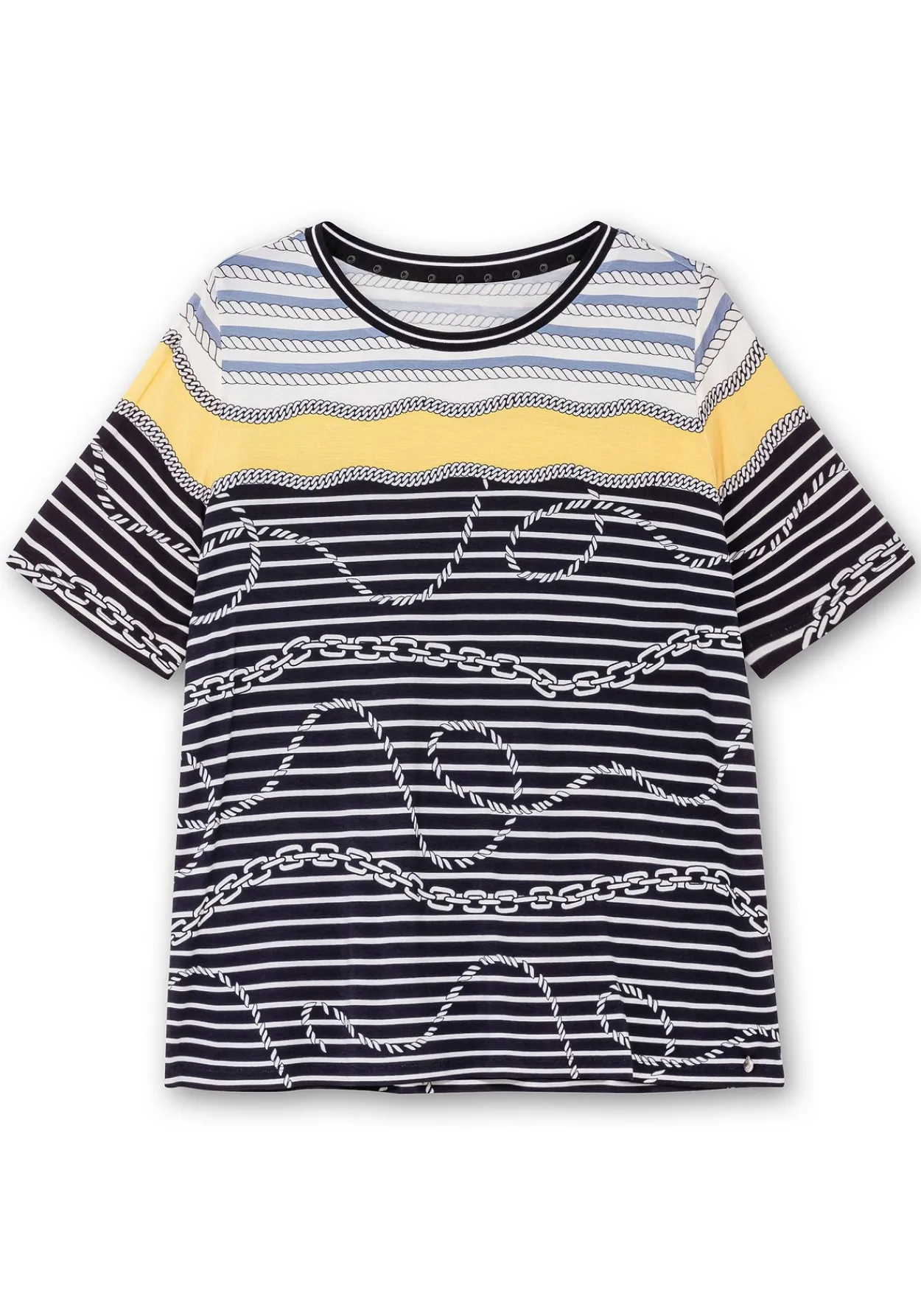 Shirt mit Streifendruck und Kettenmotiven<CREATION L PREMIUM New