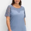 Shirt mit transparentem Spitzenbesatz<sheego Discount