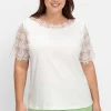 Shirt mit transparentem Spitzenbesatz<sheego Outlet