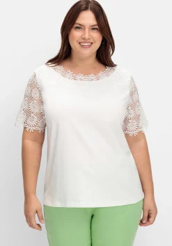 Shirt mit transparentem Spitzenbesatz<sheego Outlet