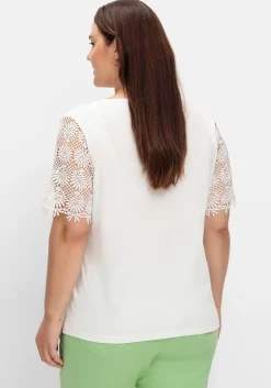 Shirt mit transparentem Spitzenbesatz<sheego Outlet