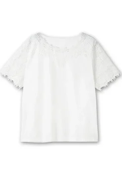 Shirt mit transparentem Spitzenbesatz<sheego Outlet