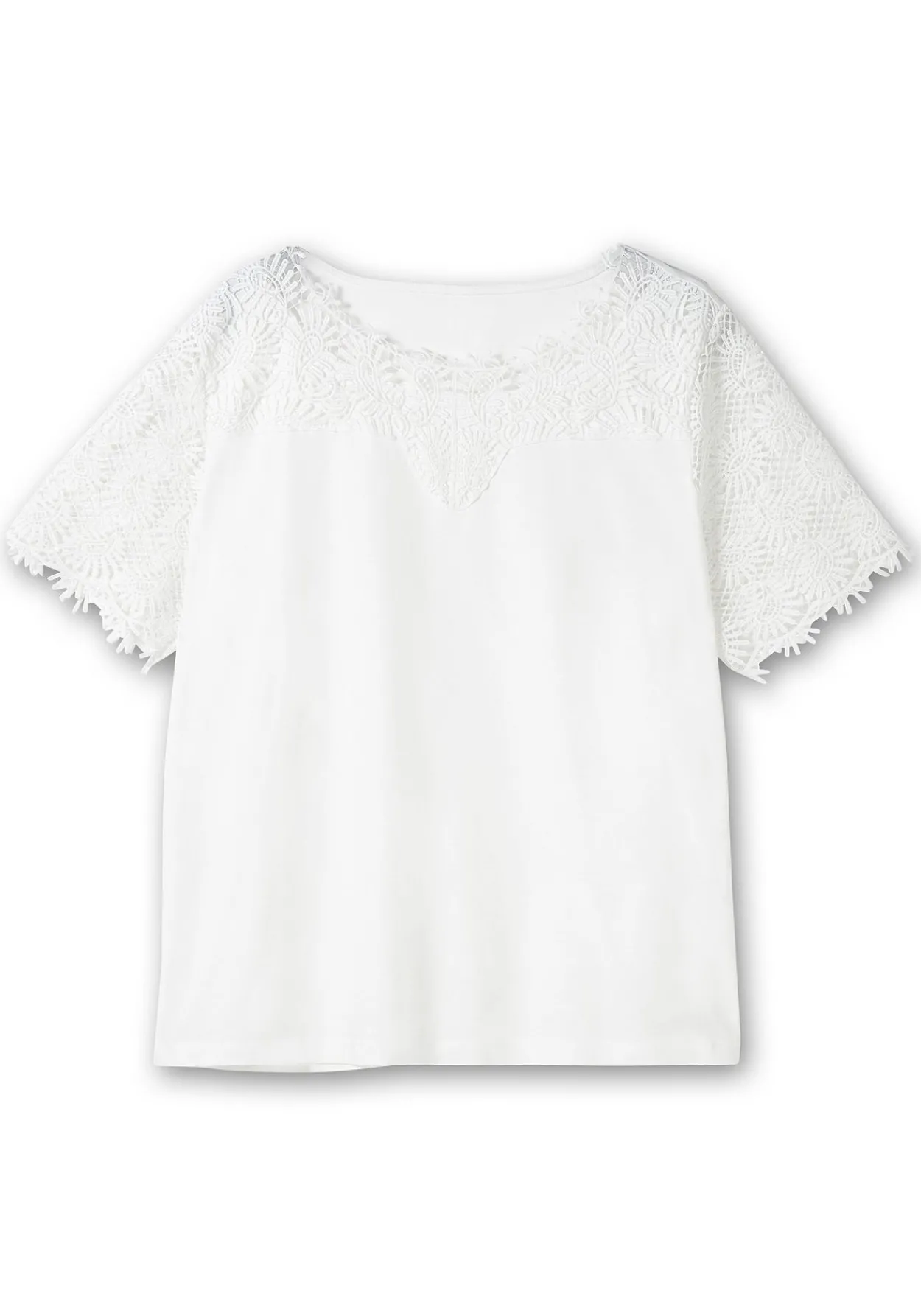 Shirt mit transparentem Spitzenbesatz<sheego Outlet