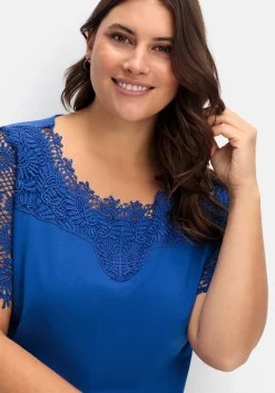 Shirt mit transparentem Spitzenbesatz<sheego Clearance