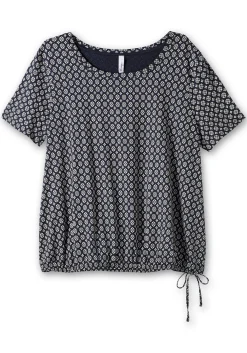 Shirt mit Tunnelzug am Saum und Alloverprint<sheego Fashion