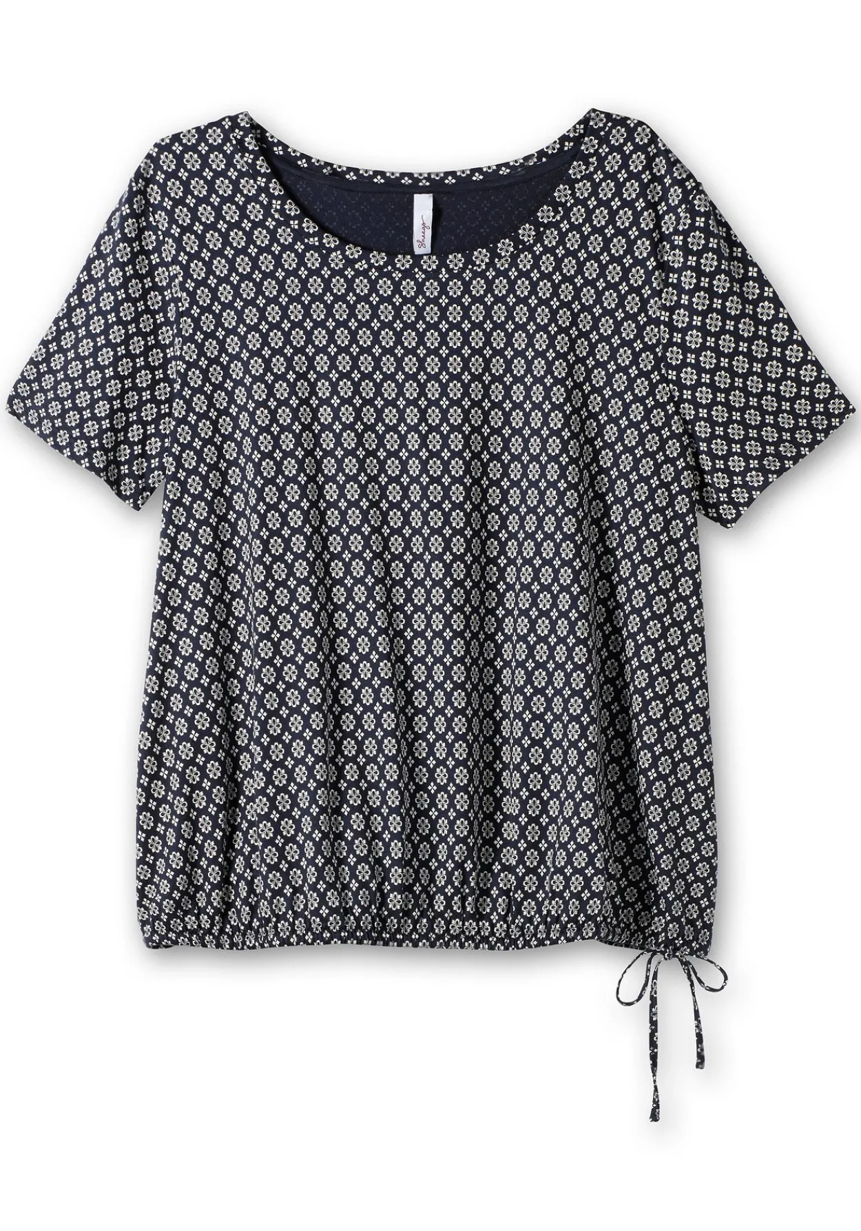 Shirt mit Tunnelzug am Saum und Alloverprint<sheego Fashion