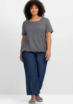 Shirt mit Tunnelzug am Saum und Alloverprint<sheego Fashion