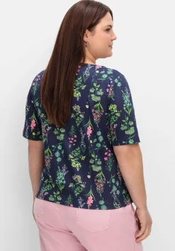 Shirt mit U-Boot-Ausschnitt und floralem Print<sheego Online