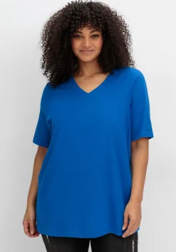 Shirt mit V-Ausschnitt, aus leichtem Jersey<sheego Fashion