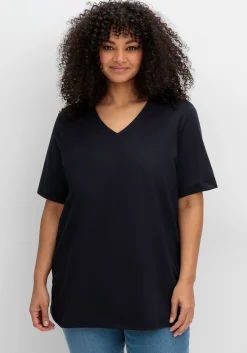 Shirt mit V-Ausschnitt, aus leichtem Jersey<sheego Clearance