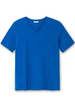 Shirt mit V-Ausschnitt, aus leichtem Jersey<sheego Fashion