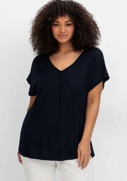 Shirt mit V-Ausschnitt und Zierpaspel vorn<sheego Clearance