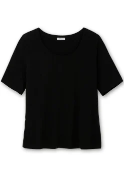 Shirt mit weitem Rundhalsausschnitt, in Rippstruktur<sheego Online