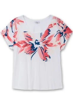 Shirt mit weitem Rundhals und großem Blütenprint<sheego Best