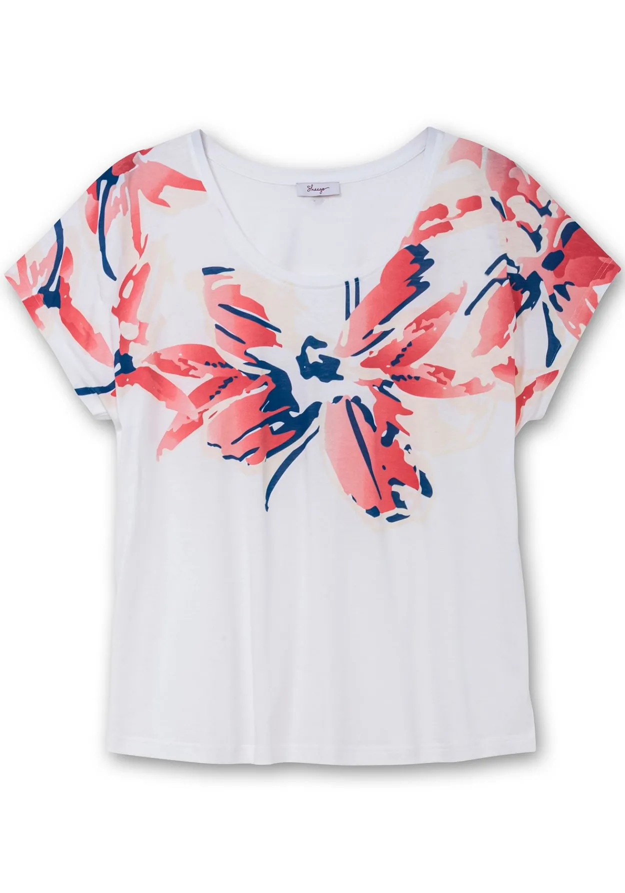 Shirt mit weitem Rundhals und großem Blütenprint<sheego Best