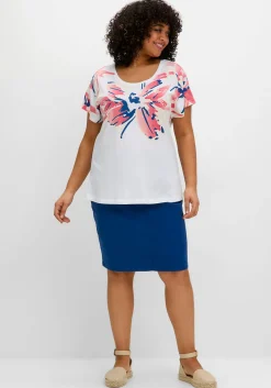 Shirt mit weitem Rundhals und großem Blütenprint<sheego Best