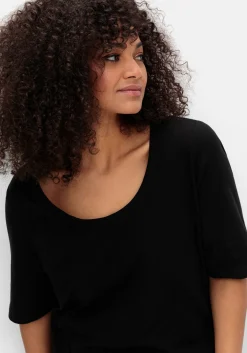 Shirt mit weitem Rundhalsausschnitt, in Rippstruktur<sheego Online