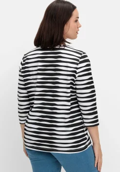 Shirt mit welligen Streifen und 3/4-Ärmeln<sheego Hot