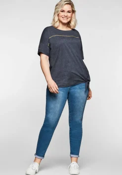 Shirt mit Ziernaht und Knotendetail am Saum<sheego Fashion