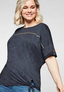 Shirt mit Ziernaht und Knotendetail am Saum<sheego Fashion