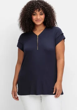 Shirt mit Zipper am V-Ausschnitt<sheego by Joe Browns Online