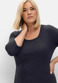 Shirtkleid aus Rippqualität, mit 3/4-Ärmeln<sheego Discount