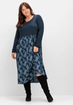 Shirtkleid in Midilänge, im Muster- und Materialmix<sheego Discount