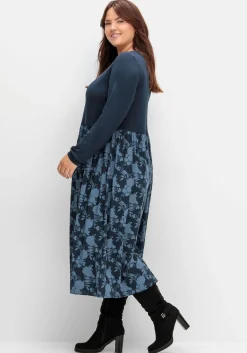 Shirtkleid in Midilänge, im Muster- und Materialmix<sheego Discount