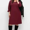 Shirtkleid mit gerafften 3/4-Ärmeln<sheego Outlet