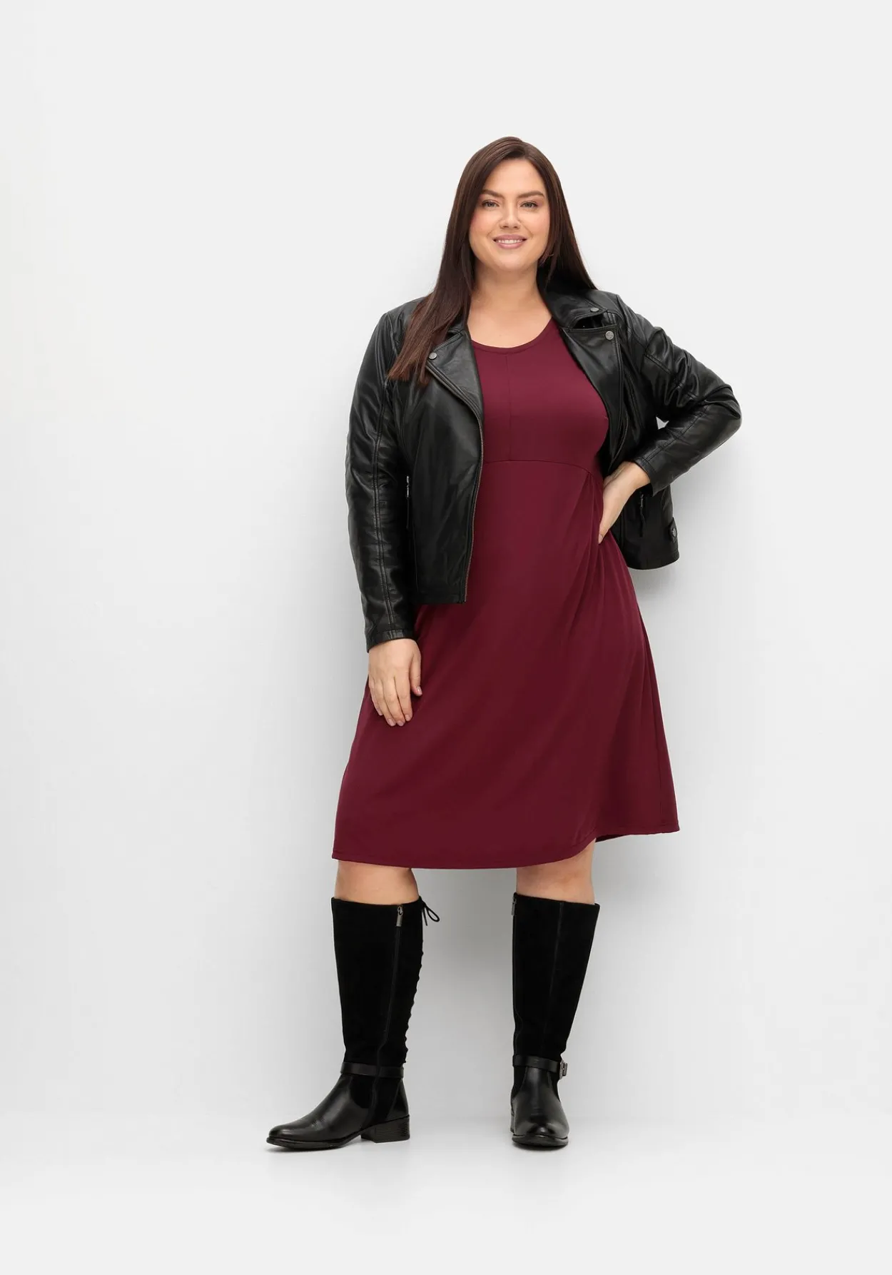 Shirtkleid mit gerafften 3/4-Ärmeln<sheego Outlet