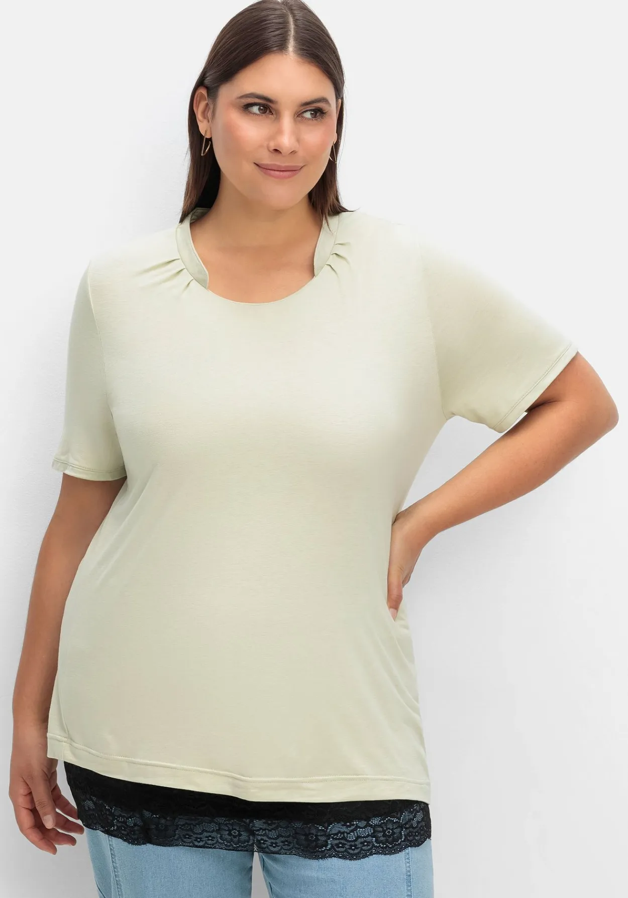 Shirt-Verlängerung mit Spitzenbund<sheego Sale