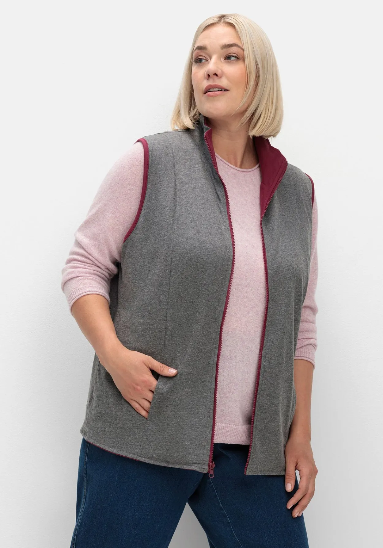 Shirtweste zum Wenden, mit Umlegekragen<sheego Fashion