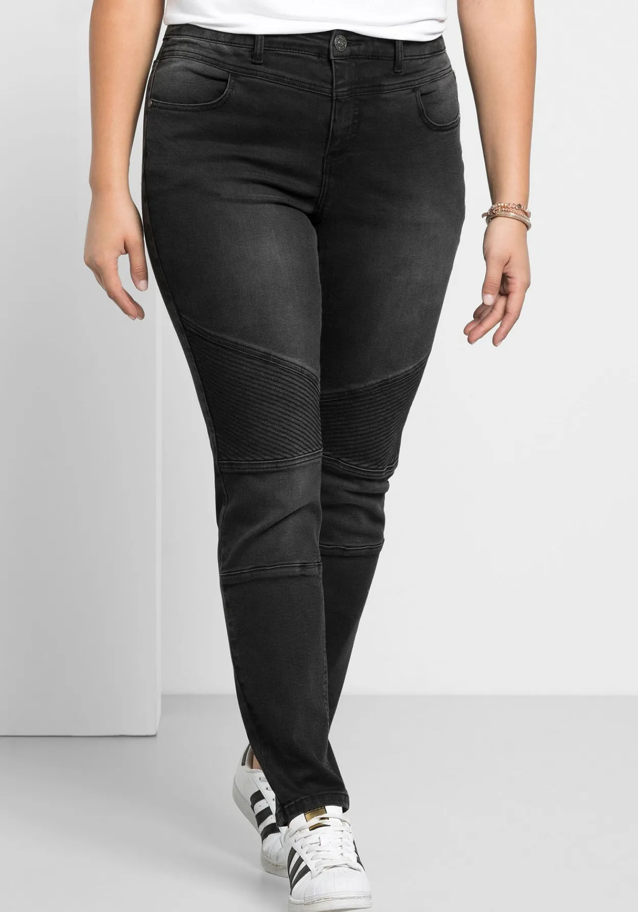 Skinny Power-Stretch-Jeans im Biker-Look<sheego Clearance