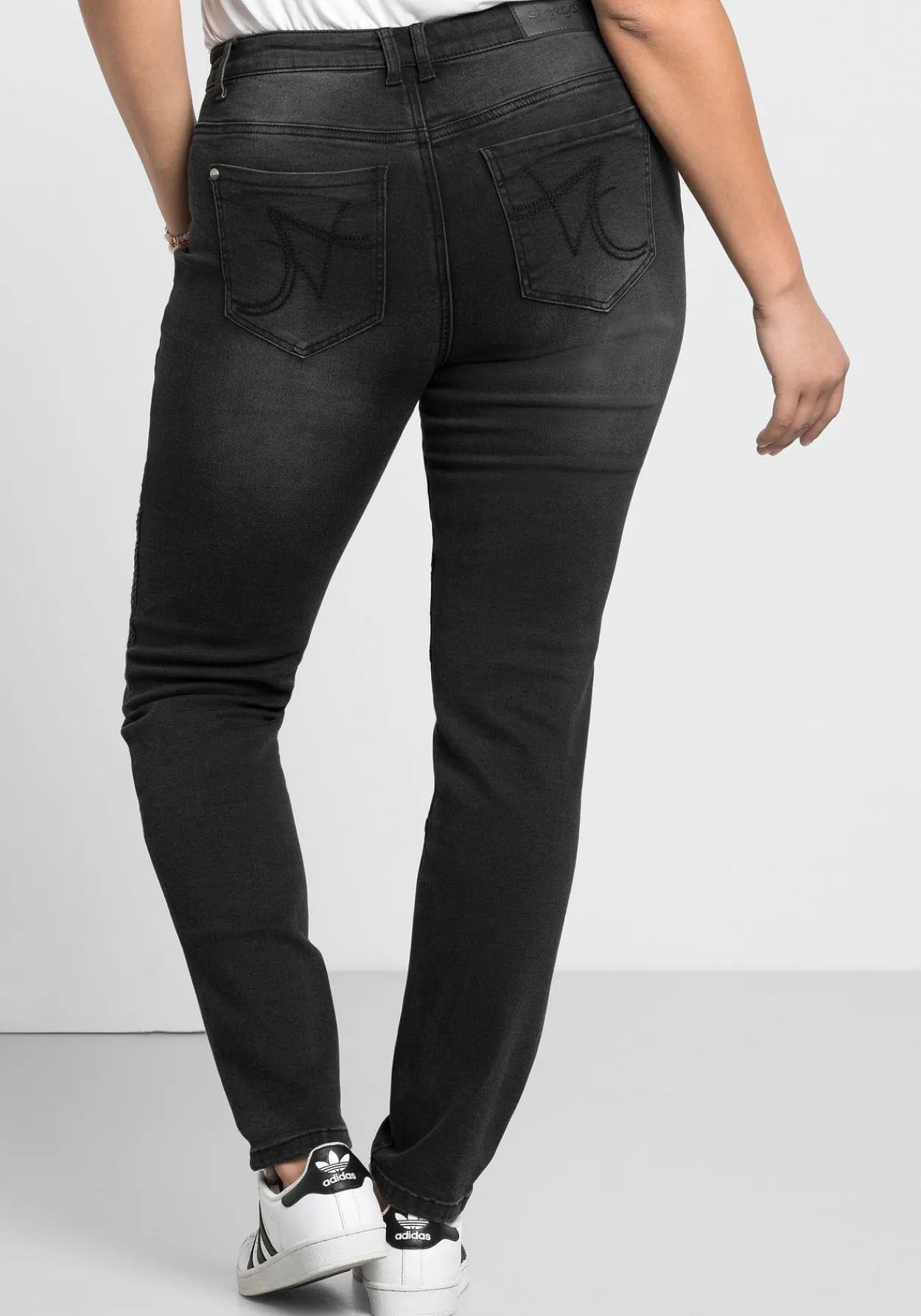 Skinny Power-Stretch-Jeans im Biker-Look<sheego Clearance