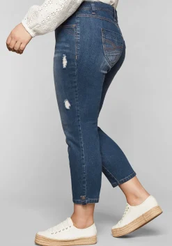 Slim Fit Jeans in 7/8-Länge mit Destroyed-Effekten<sheego Hot