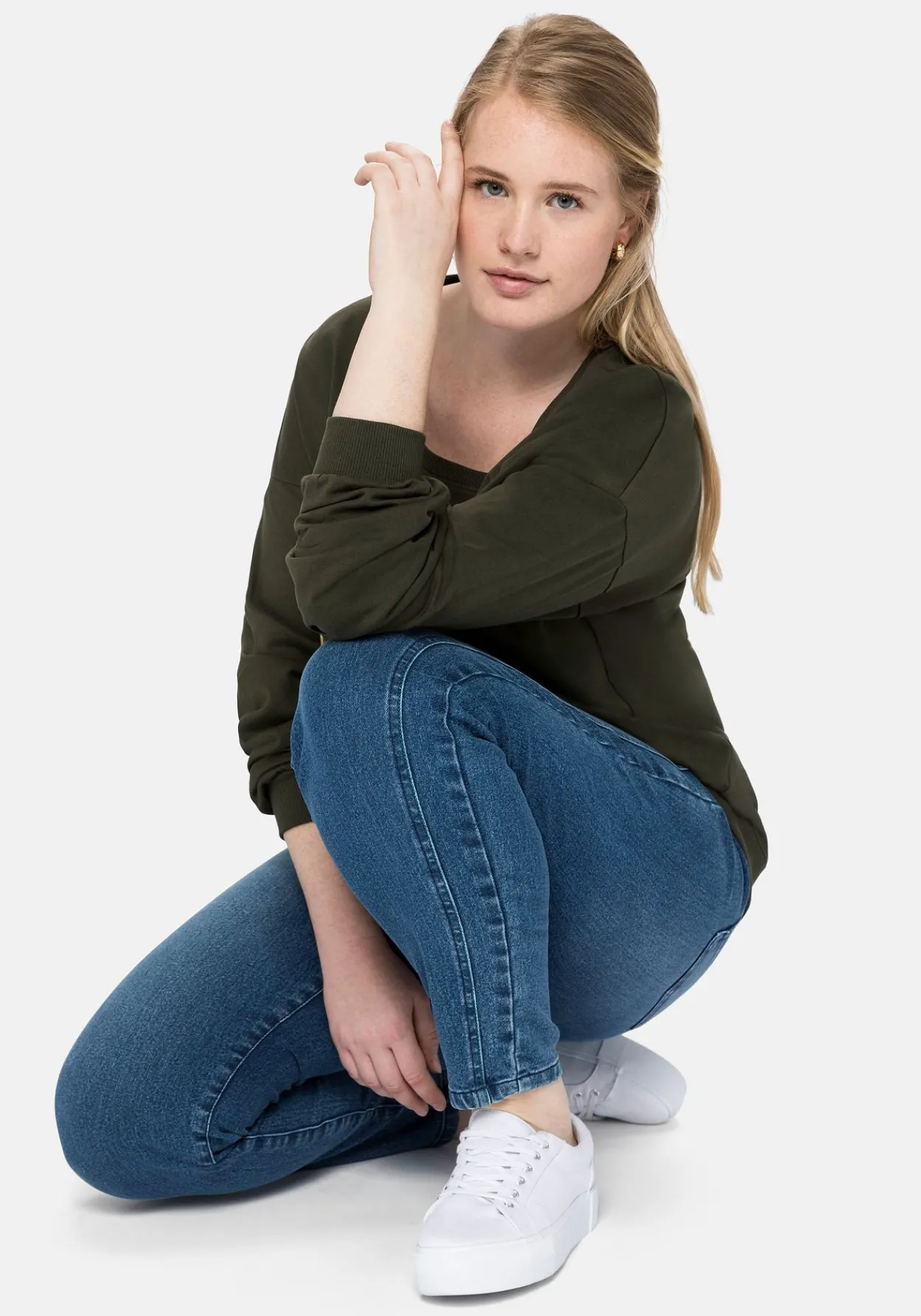 Slim Jeans mit vorverlegter Teilungsnaht<sheego Clearance