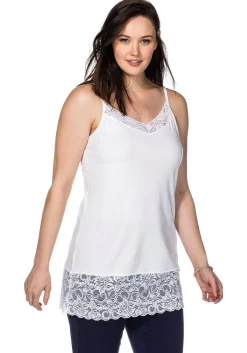 Spaghetti-Top mit breitem Spitzensaum<sheego Fashion