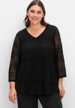 Spitzenshirt in A-Linie und 3/4-Arm<sheego Best