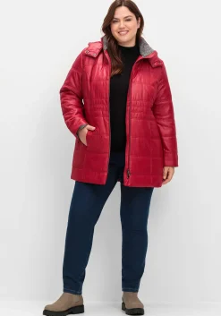 Steppjacke mit Kapuze und Flanell-Details<sheego Outlet