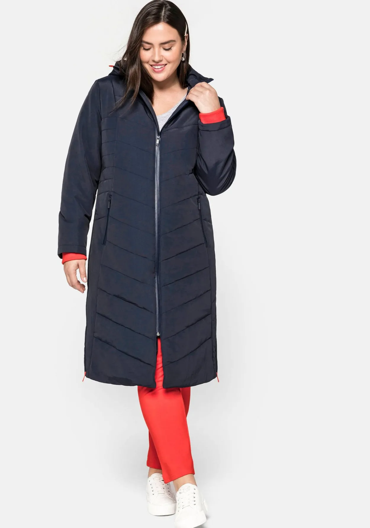 Steppmantel mit seitlichen Reißverschlüssen<sheego Fashion