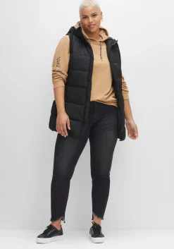 Steppweste in A-Linie, mit Kapuze und 2-Wege-Zipper<sheego Online