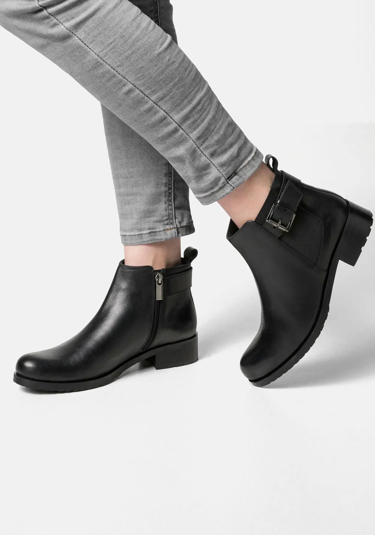 Stiefelette aus Rindsleder, mit Stretch-Einsatz<sheego Sale