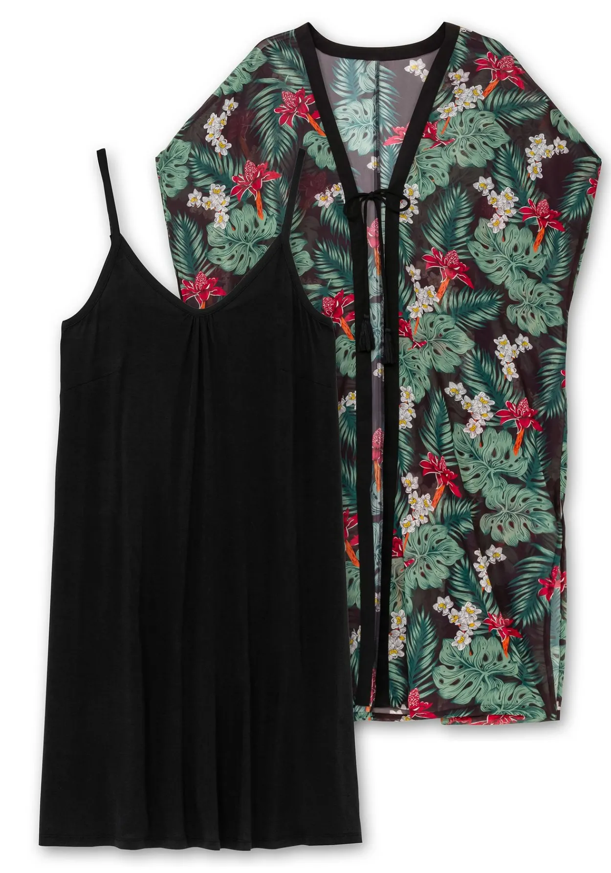 Strandset aus Jerseykleid und offenem Kaftan<sheego Hot