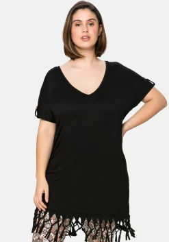 Strandshirt in Longform, mit Fransen am Saum<sheego Discount