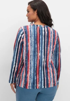 Streifenshirt im Batik-Look, mit Krempelärmeln<sheego Hot