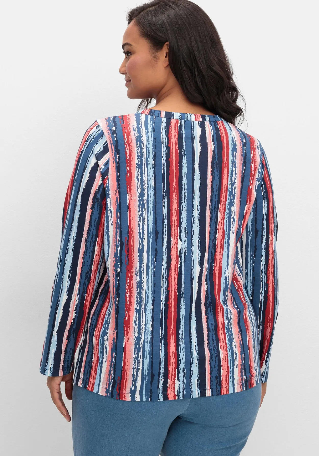 Streifenshirt im Batik-Look, mit Krempelärmeln<sheego Hot